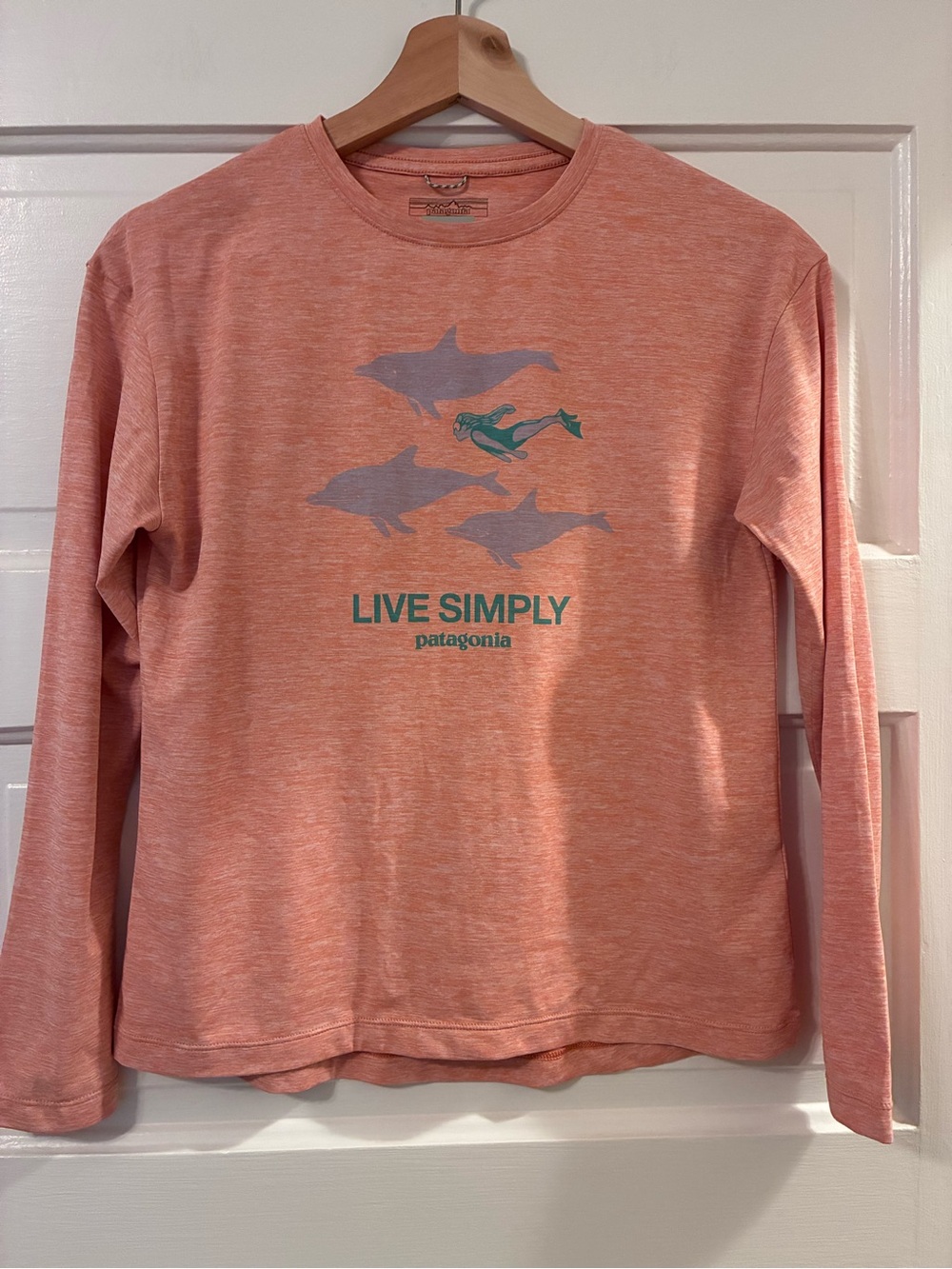 Patagonia Kids' Live Simply Long-Sleeve Tee - Coral Size XL (14) NWOT
